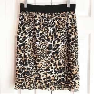 Eunique Leopard Animal Print Tiered Ruffle Skirt Large